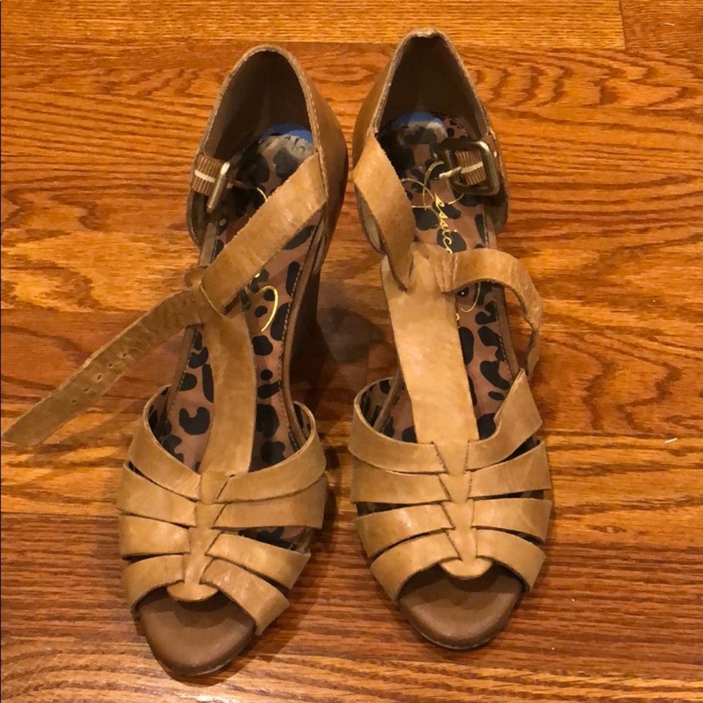 Like New Jessica Simpson brown sandal wedges
